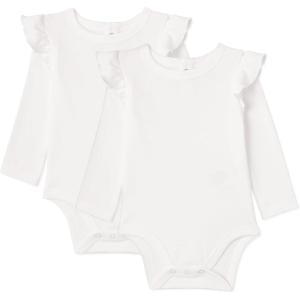 image:imageAmazon Essentials Baby Girls LongSleeved Ruffle BodysuitsWhite