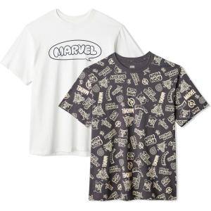 image:imageAmazon Essentials Disney Mens Cotton RegularFit ShortSleeve Crewneck TShirtIvory Marvel Logo