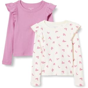 image:imageAmazon Essentials Girls and Toddlers Long Sleeve Ruffle TShirtMauveButterflies