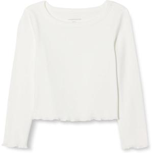 image:imageAmazon Essentials Girls and Toddlers LongSleeve Cropped Rib TopIvory
