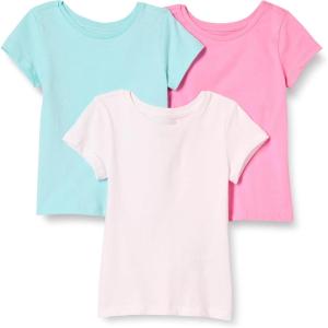 image:imageAmazon Essentials Girls and Toddlers ShortSleeve TShirtsAqua BluePinkWhite