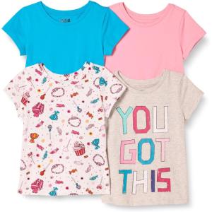 image:imageAmazon Essentials Girls and Toddlers ShortSleeve TShirtsBlueGreyPinkCandy