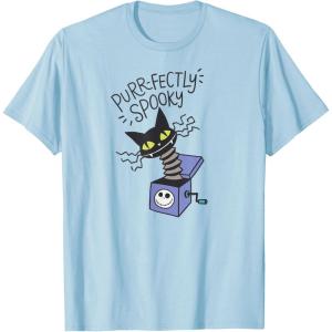 image:imageAmazon Essentials Mens Nightmare Before Christmas Purrfectly Spooky Cat in the Box TShirt White Graphic Print SmallBaby Blue