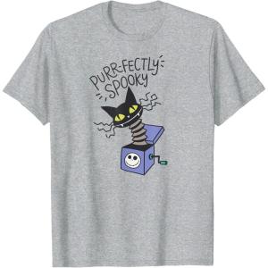 image:imageAmazon Essentials Mens Nightmare Before Christmas Purrfectly Spooky Cat in the Box TShirt White Graphic Print SmallHeather Grey