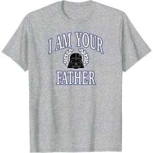 image:imageAmazon Essentials Star Wars Mens Darth Vader I Am Your Father Collegiate Crest TShirt Black SmallHeather Grey