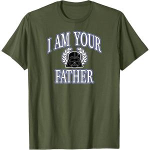 image:imageAmazon Essentials Star Wars Mens Darth Vader I Am Your Father Collegiate Crest TShirt Black SmallOlive Green