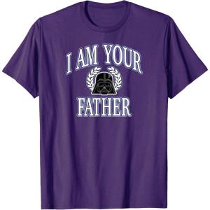 image:imageAmazon Essentials Star Wars Mens Darth Vader I Am Your Father Collegiate Crest TShirt Black SmallPurple