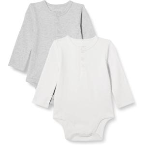 image:imageAmazon Essentials Unisex Babies LongSleeve Cotton Henley Bodysuits Pack of 2IvoryLight Grey Heather