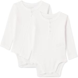 image:imageAmazon Essentials Unisex Babies LongSleeve Cotton Henley Bodysuits Pack of 2White