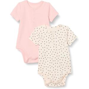 image:imageAmazon Essentials Unisex Babies Short Sleeve Henley Bodysuit Pack of 2Pale PinkDots
