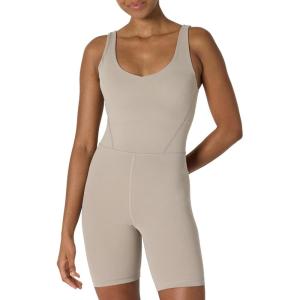 image:imageAmazon Essentials Womens Active Formflex Buttery Soft One Piece Shorts Romper Jumpsuit with BuiltIn BraTaupe