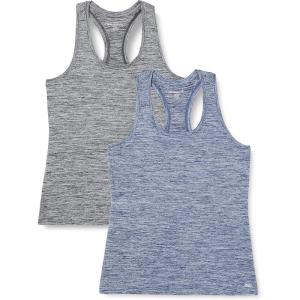 image:imageAmazon Essentials Womens Active Quick Dry Tech Stretch Racerback Scoop Neck Tank Top MultipacksBlack HeatherNavy Heather