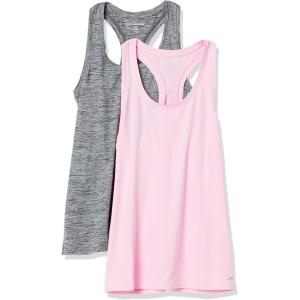 image:imageAmazon Essentials Womens Active Quick Dry Tech Stretch Racerback Scoop Neck Tank Top MultipacksBlack Space DyeLight Pink
