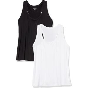 image:imageAmazon Essentials Womens Active Quick Dry Tech Stretch Racerback Scoop Neck Tank Top MultipacksBlackBright White