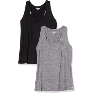 image:imageAmazon Essentials Womens Active Quick Dry Tech Stretch Racerback Scoop Neck Tank Top MultipacksBlackDark Grey Space Dye