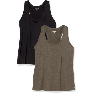 image:imageAmazon Essentials Womens Active Quick Dry Tech Stretch Racerback Scoop Neck Tank Top MultipacksBlackOlive Space Dye
