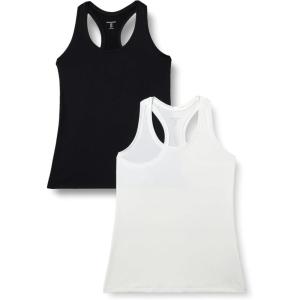 image:imageAmazon Essentials Womens Active Quick Dry Tech Stretch Racerback Scoop Neck Tank Top MultipacksBlackWhite