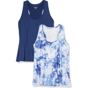 image:imageAmazon Essentials Womens Active Quick Dry Tech Stretch Racerback Scoop Neck Tank Top MultipacksNavyWhite Tie Dye