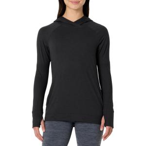 image:imageAmazon Essentials Womens Athletic Soft Performance Lightweight Long Sleeve Pullover Hoodie Workout TopSpace Dye Black