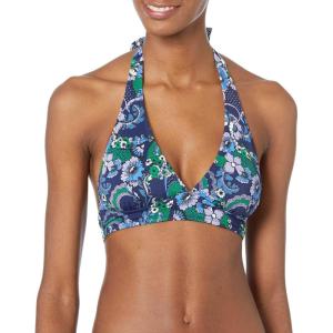 image:imageAmazon Essentials Womens LightSupport Padded Tie Halter Bikini Swimsuit Top Available in Plus SizeDeep Blue Paisley