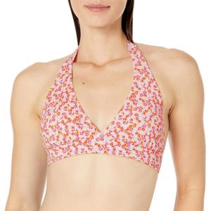 image:imageAmazon Essentials Womens LightSupport Padded Tie Halter Bikini Swimsuit Top Available in Plus SizePale Peach Micro Floral