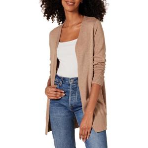 image:imageAmazon Essentials Womens Lightweight Long Sleeve OpenFront Cardigan Sweater Available in Plus SizeCamel Heather