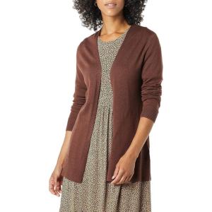 image:imageAmazon Essentials Womens Lightweight Long Sleeve OpenFront Cardigan Sweater Available in Plus SizeDark Chestnut Brown Heather