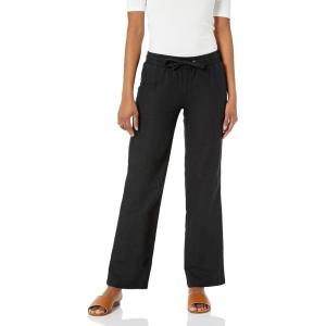 image:imageAmazon Essentials Womens Pull On Linen Blend Drawstring Relaxed Fit Wide Leg PantBlack