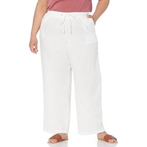 image:imageAmazon Essentials Womens Pull On Linen Blend Drawstring Relaxed Fit Wide Leg PantWhite