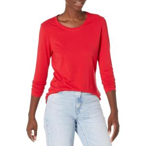 image:imageAmazon Essentials Womens RegularFit LongSleeve Crewneck TShirt Available in Plus SizeCherry Red