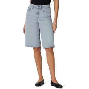 image:imageAmazon Essentials Womens RelaxedFit MidRise Long Jean ShortsTinted Ice Light Wash