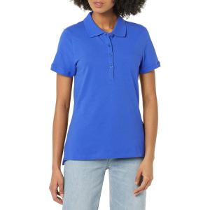 image:imageAmazon Essentials Womens ShortSleeve Polo Shirt Soft Stretch Cotton Jersey Available in Plus SizeBlue