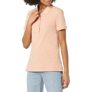 image:imageAmazon Essentials Womens ShortSleeve Polo Shirt Soft Stretch Cotton Jersey Available in Plus SizeCoral Pink