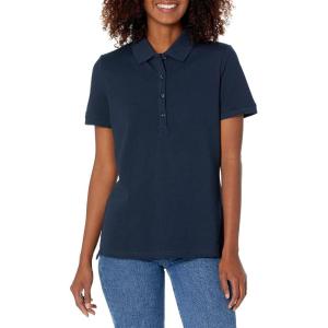 image:imageAmazon Essentials Womens ShortSleeve Polo Shirt Soft Stretch Cotton Jersey Available in Plus SizeNavy