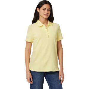 image:imageAmazon Essentials Womens ShortSleeve Polo Shirt Soft Stretch Cotton Jersey Available in Plus SizePastel Yellow