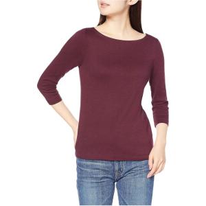 image:imageAmazon Essentials Womens SlimFit 34 Sleeve Boat Neck Cotton Modal Micro Rib TShirtBurgundy