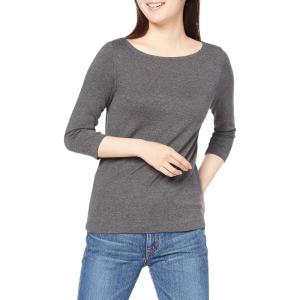 image:imageAmazon Essentials Womens SlimFit 34 Sleeve Boat Neck Cotton Modal Micro Rib TShirtCharcoal Heather