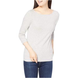 image:imageAmazon Essentials Womens SlimFit 34 Sleeve Boat Neck Cotton Modal Micro Rib TShirtLight Grey Heather