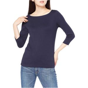 image:imageAmazon Essentials Womens SlimFit 34 Sleeve Boat Neck Cotton Modal Micro Rib TShirtNavy