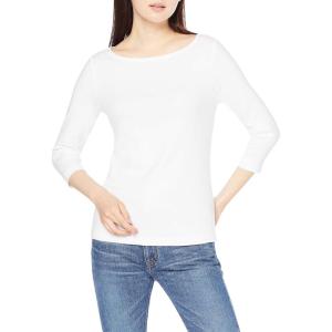 image:imageAmazon Essentials Womens SlimFit 34 Sleeve Boat Neck Cotton Modal Micro Rib TShirtWhite