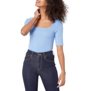 image:imageAmazon Essentials Womens SlimFit Half Sleeve Square Neck Summer TShirtBlue