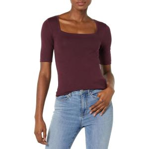 image:imageAmazon Essentials Womens SlimFit Half Sleeve Square Neck Summer TShirtBurgundy