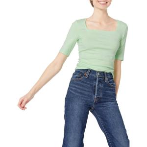 image:imageAmazon Essentials Womens SlimFit Half Sleeve Square Neck Summer TShirtGreen