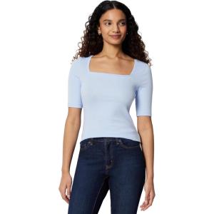image:imageAmazon Essentials Womens SlimFit Half Sleeve Square Neck TShirtLight Blue
