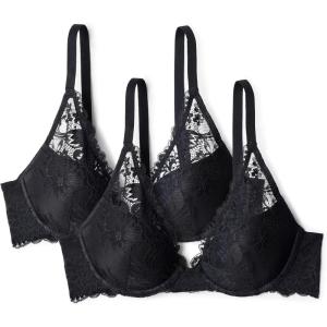 image:imageAmazon Essentials Womens Stretch Galloon Lace Lined Wired Deep Plunge BraBlack