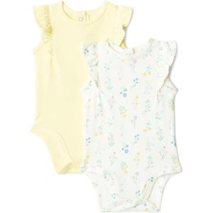 image:imageAmazon Essentials x Sofia Grainge Baby Girls Cotton Ruffle Sleeve Bodysuit with Embroidered Detail Pack of 2Light YellowBouquets