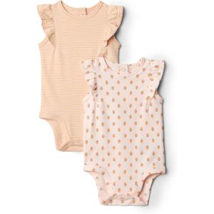 image:imageAmazon Essentials x Sofia Grainge Baby Girls Cotton Ruffle Sleeve Bodysuit with Embroidered Detail Pack of 2StrawberryStripe