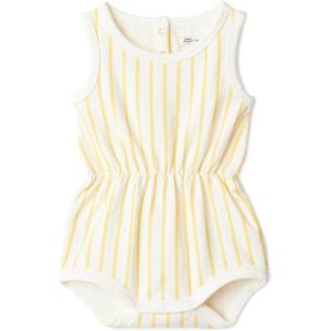 image:imageAmazon Essentials x Sofia Grainge Baby Girls Lightweight French Terry Sleeveless Shorts RomperGolden Yellow Uneven Stripe