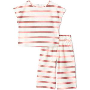 image:imageAmazon Essentials x Sofia Grainge Toddlers and Baby Girls Cotton Pique Short Sleeve TShirt amp Pants Play SetRed Double Stripe
