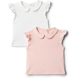 image:imageAmazon Essentials x Sofia Grainge Toddlers and Baby Girls Cotton Short Sleeve Blouses with Ruffles Pack of 2Light PinkWhite